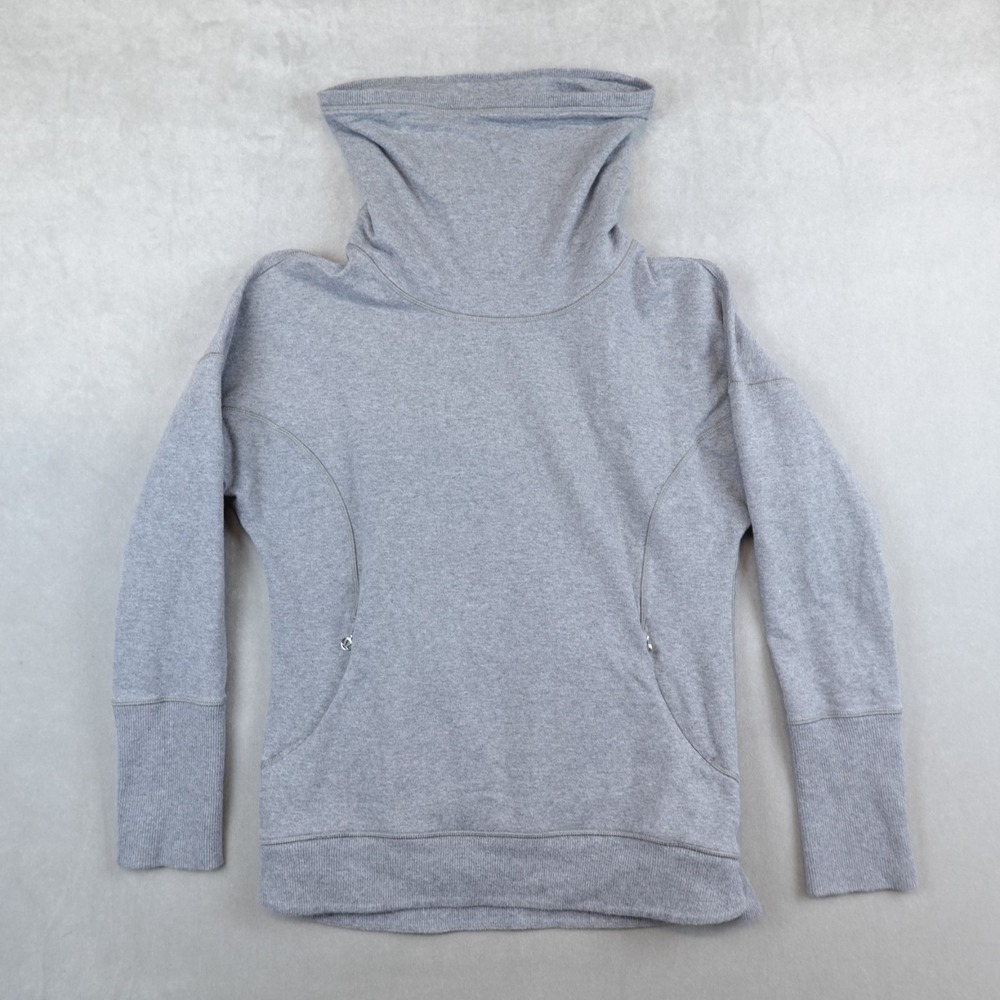 Lululemon Sweater Women 10? Gray Rest Day Pullover Run Gym Zip Pockets